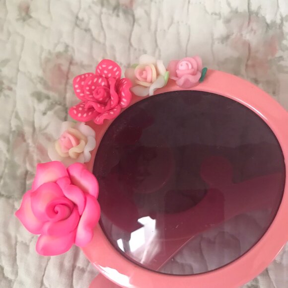 Girls Big Pink Dress Up Sunglasses with Flowers Beach Summer Vacation Floral - Picture 7 of 9